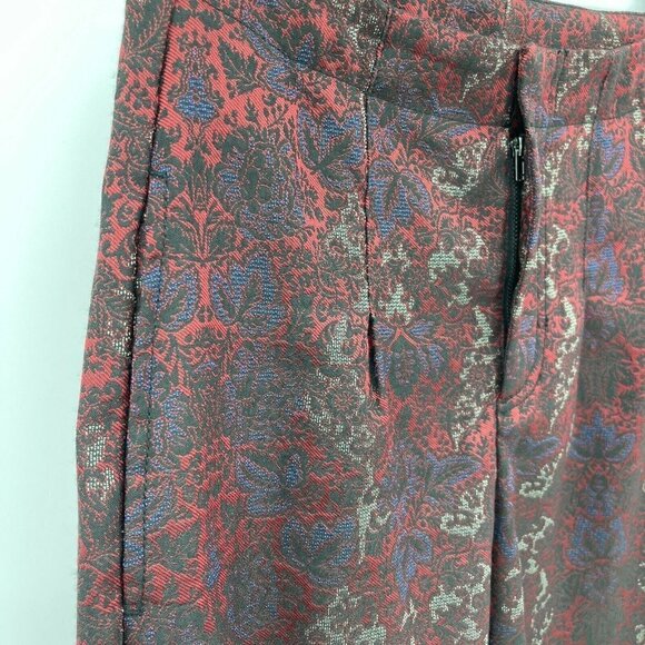 Free People High Waisted Pleated Front Cropped Brocade Jacquard Pants - Picture 3 of 8